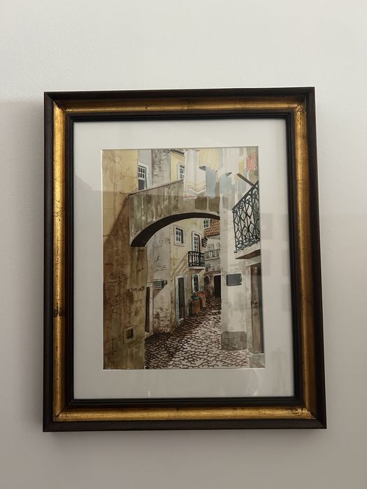 Aguarela emoldurada  45 x 36 cm