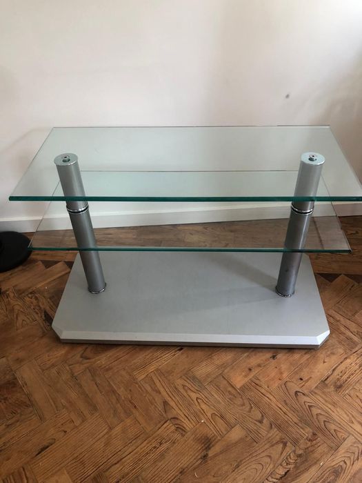 LEIA A DESCRIÇÃO!  rack de tv de vidro com rodas + mesa ikea