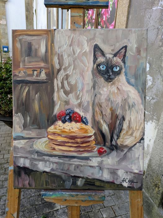 Quadro pintado á óleo sobre tela, 46x38 cm
