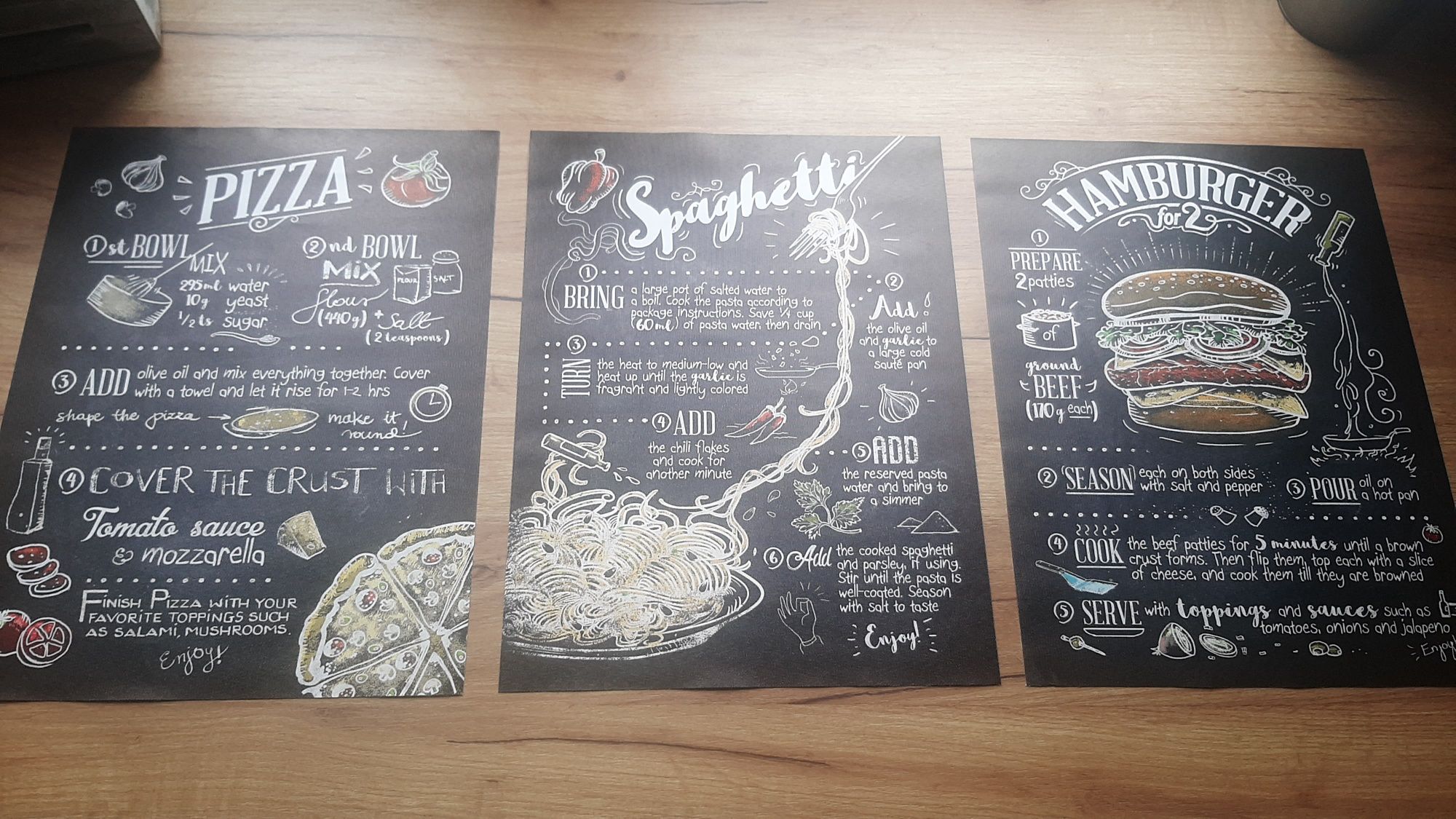 3 szt plakaty vintage na płótnie fast food