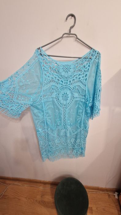 Tunika sukienka plażowa koronka świetny materiał narzutka pareo kostiu