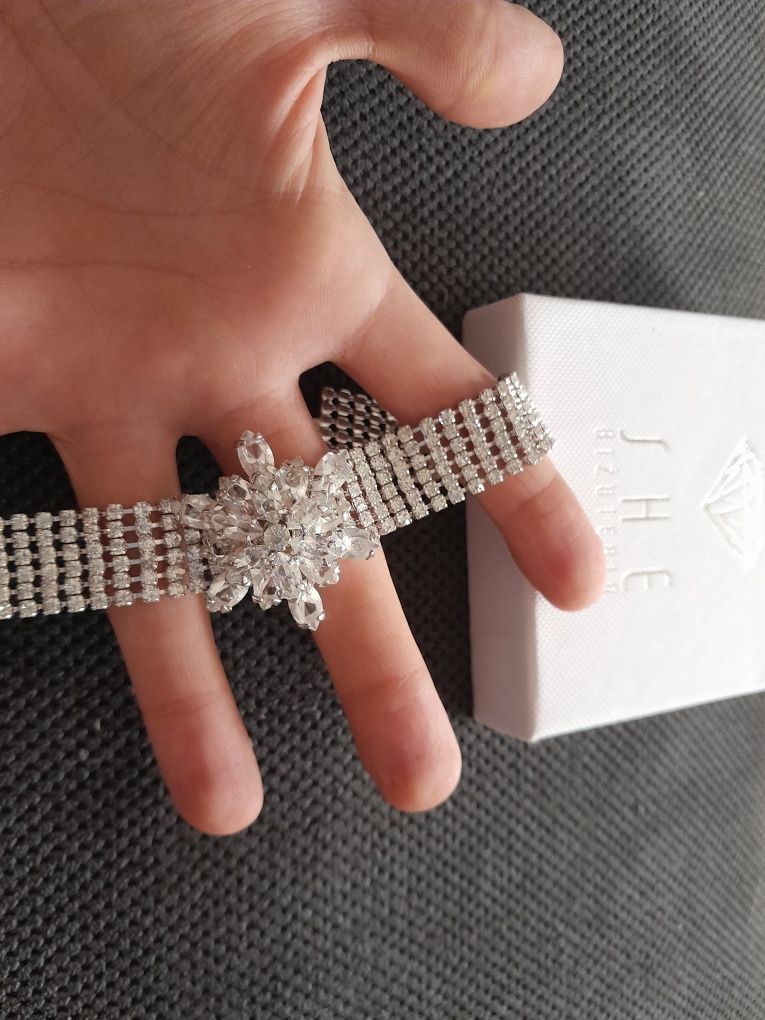 Naszyjnik choker kryształki np na ślub ślubny