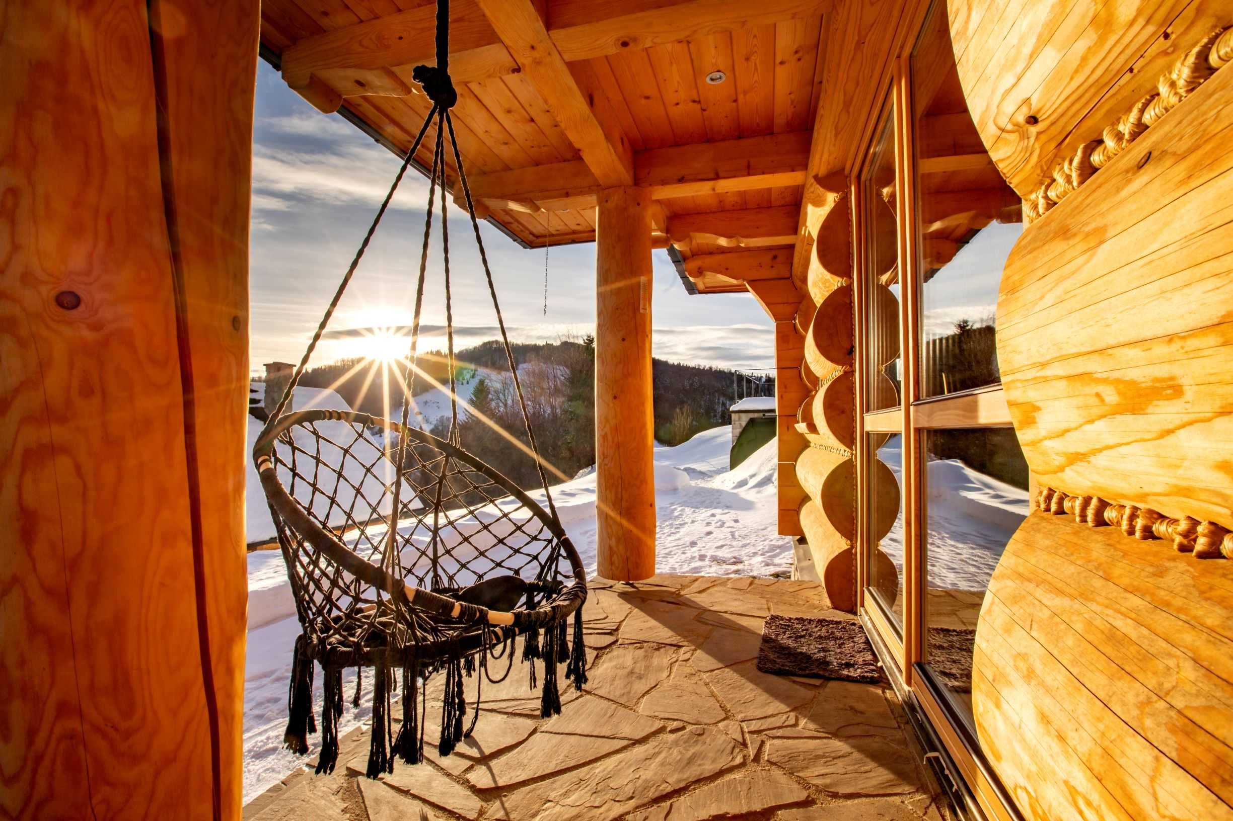 Domek z kominkiem w górach Gorce, z widokiem na Tatry, jacuzzi / balia