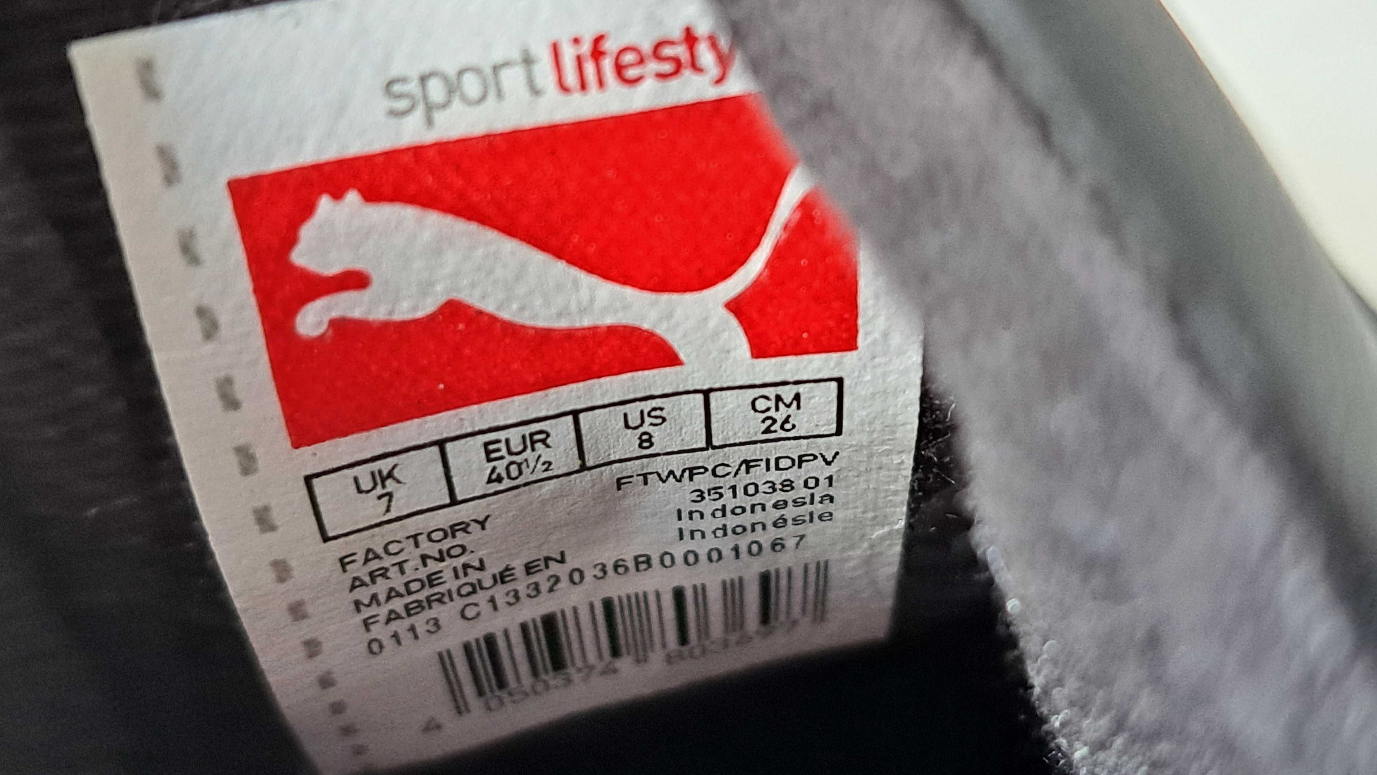 PUMA BENECIO- Męskie Skórzane Czarne Trampki Buty Sportowe 40 1/2