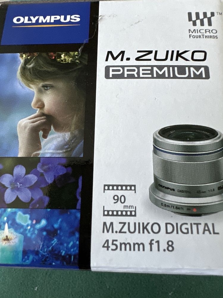 Nowy obiektyw  Olympus, 45mm srebrny, paragon