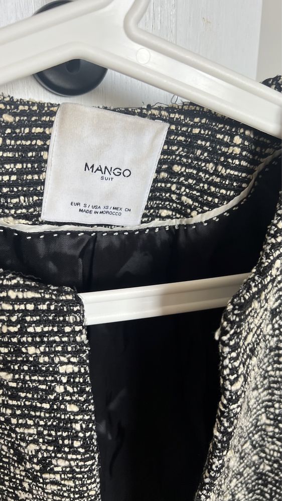 Marynarka żakiet płaszcz czarno biały MANGO