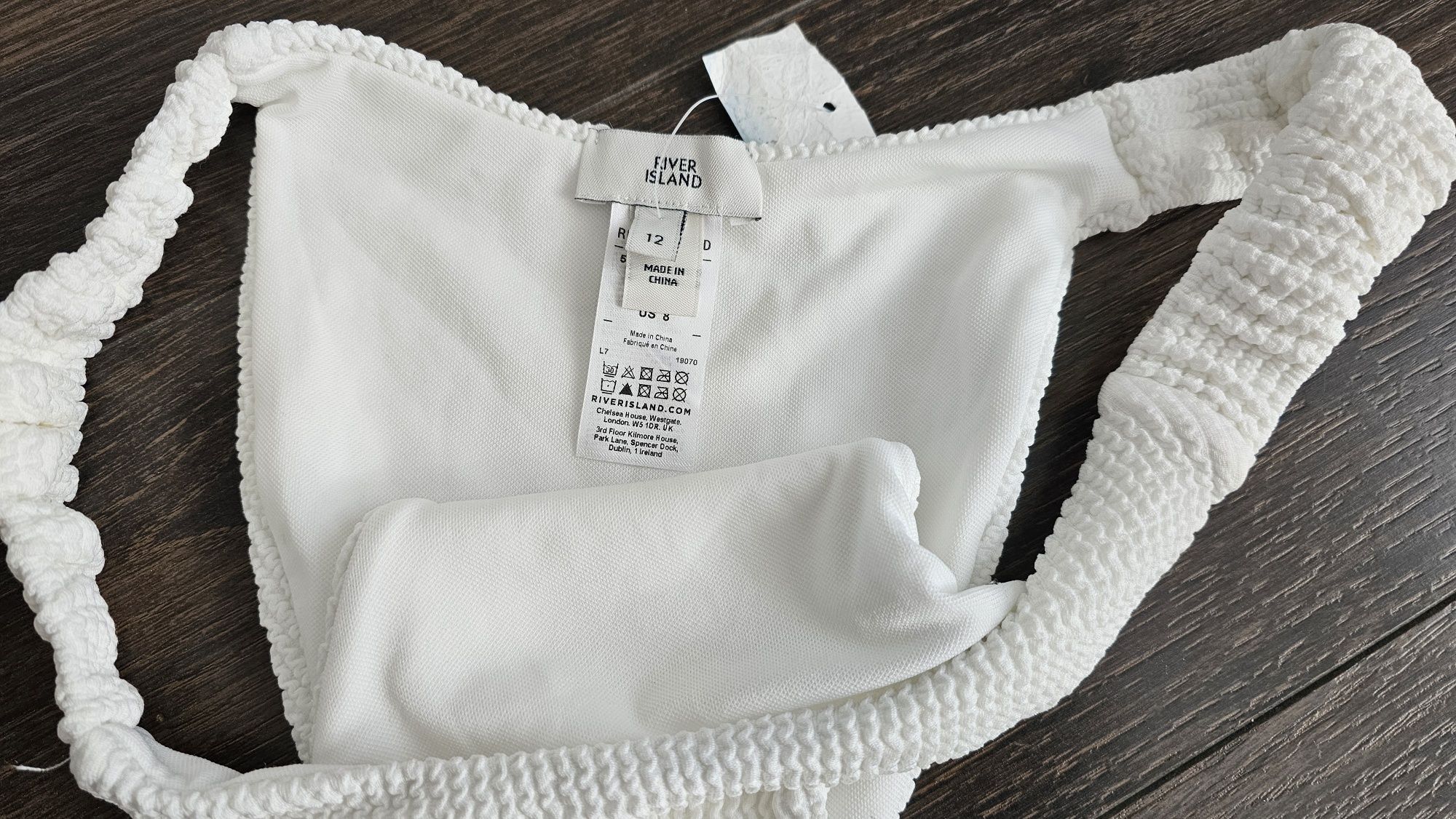 04 River Island  Dół od bikini majtki od stroju kąpielowego białe r.38