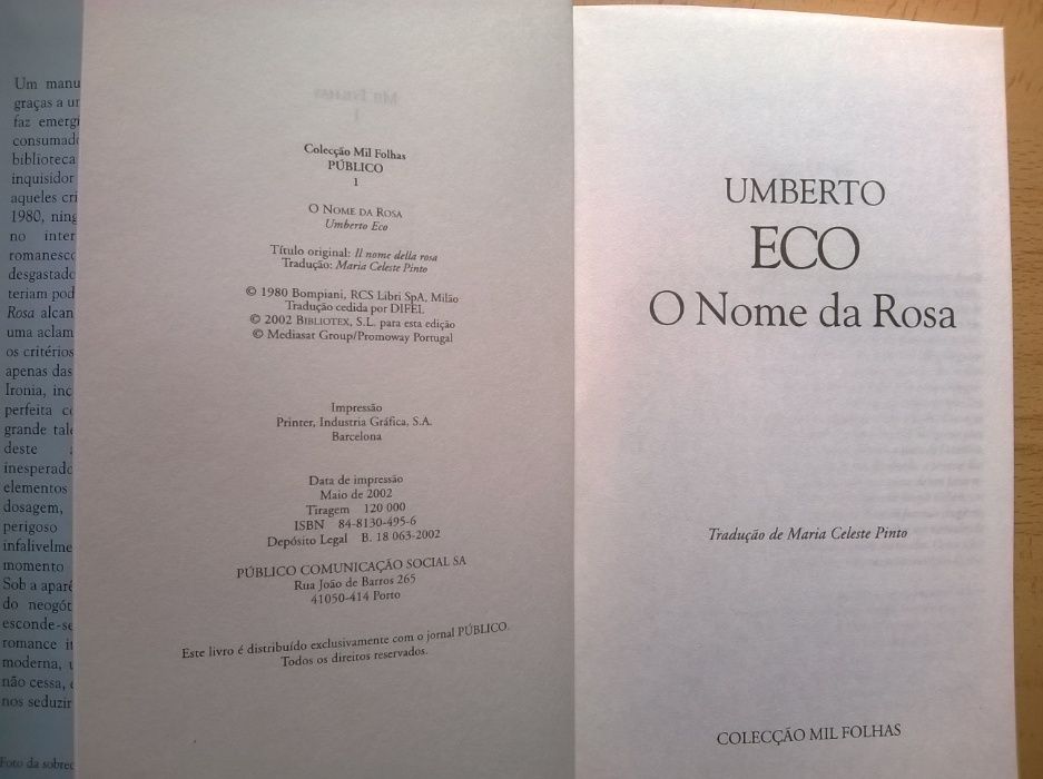 O Nome da Rosa (portes grátis) - Umberto Eco