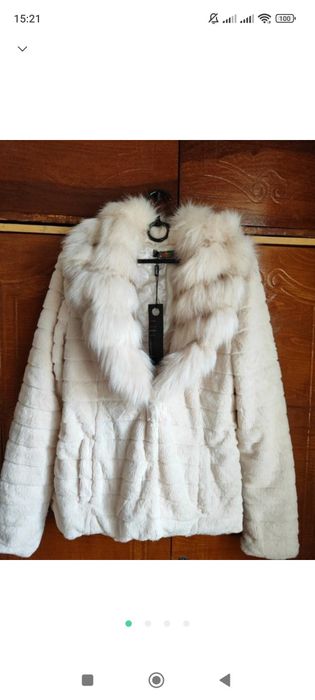 Нова еко шубка бежевого кольору