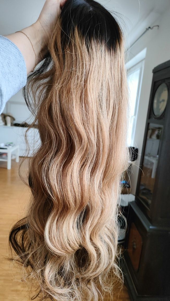 Nowa peruka naturalna lace front z silk top