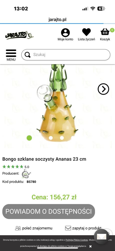 Bongo fajka wodna ananas