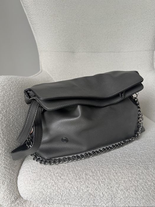 Повсякденна шкіряна сумка сірого кольору