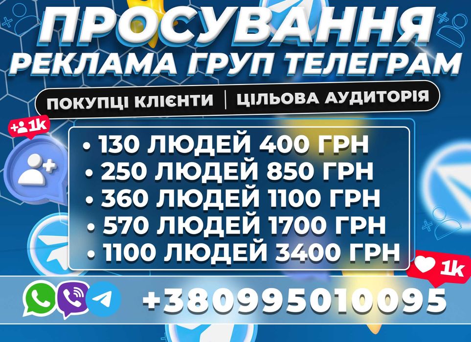 РОЗКРУТКА Цільова Аудиторія У Групи Telegram Viber Україна Підписники!