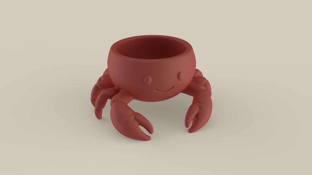Vaso/Suporte Caranguejo Fofo 3D | Decoração Marinha Original