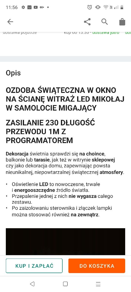 Witraż świecący Mikołaj