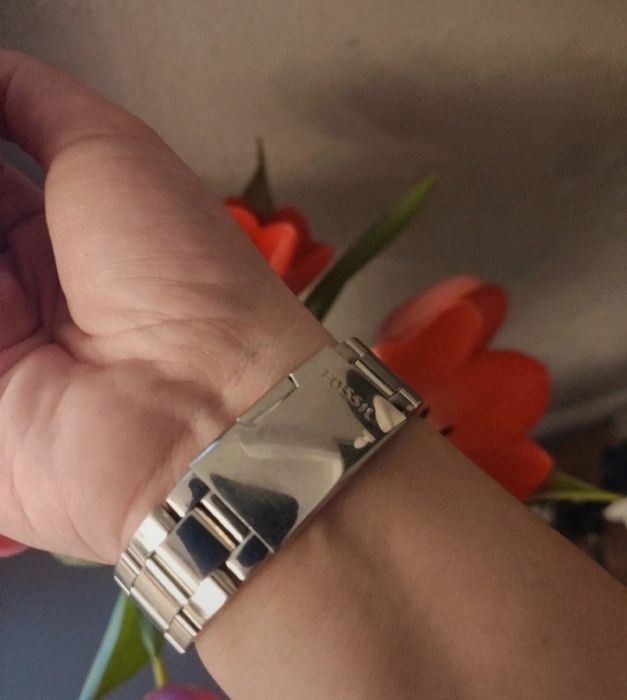 Zegarek damski bransoletka duża tarcza Fossil