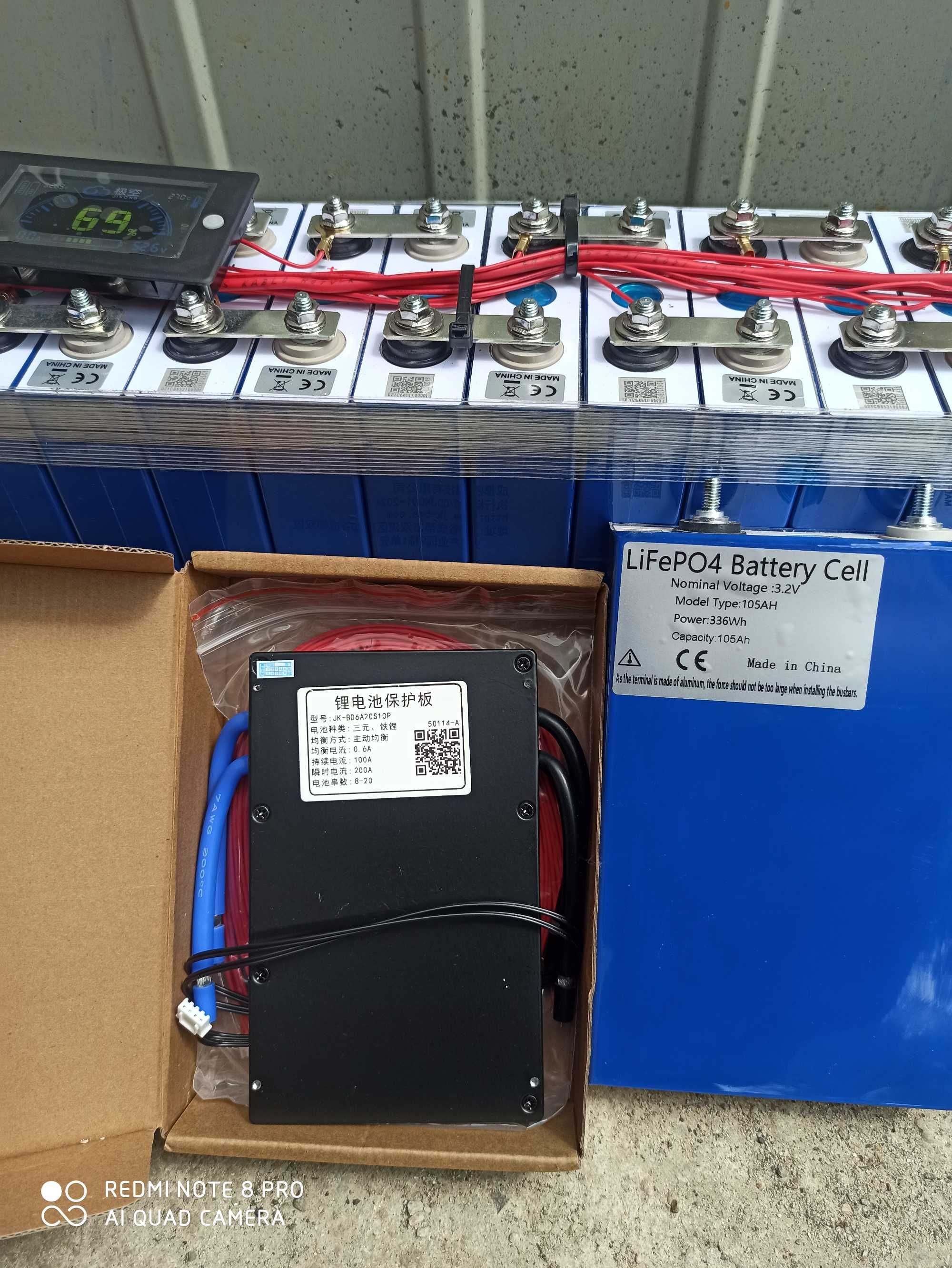 Magazyn Energii 48V Ogniwa LiFePo4 16x105Ah, BMS Wyświetlacz