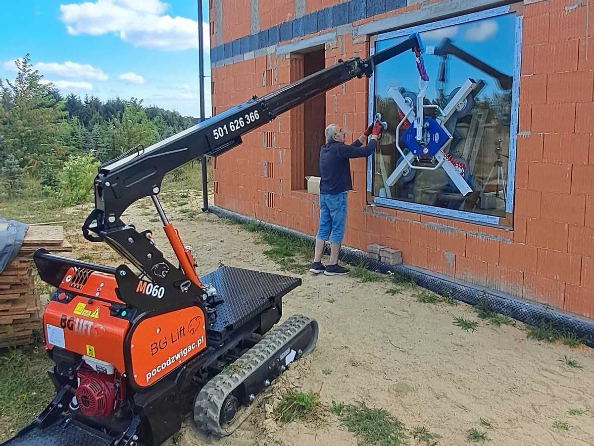 Mini żuraw wynajem BG LIFT M060 manipulator do szkła szyb okien pająk