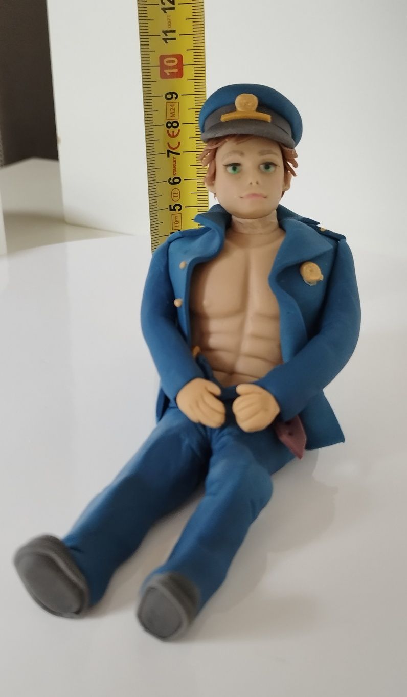 Panieński, figurka na tort, policjant, kajdanki, zestaw z masy cukrowe