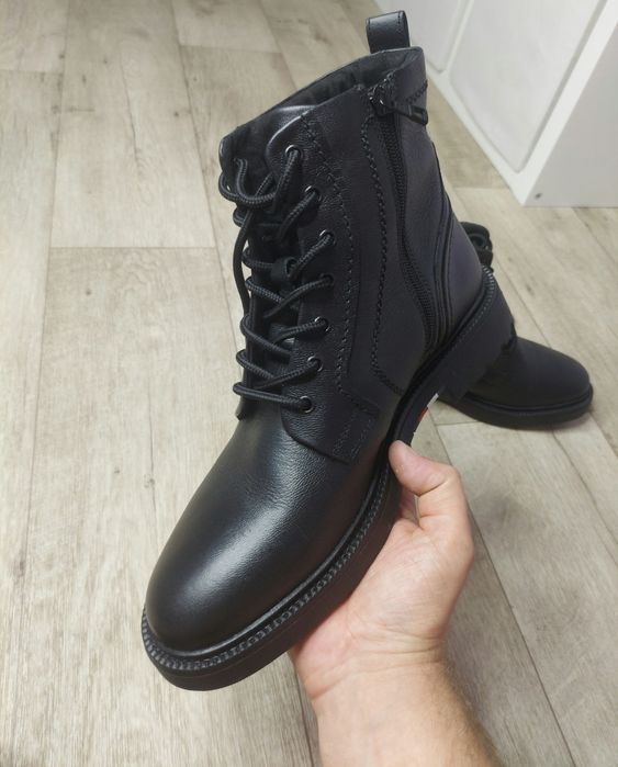 мужские высокие кожаные ботинки tommy hilfiger