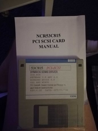 Dwie Oryginalne dyskietki nie rozpakowane w folii. 96 rokPCI SCSI CARD
