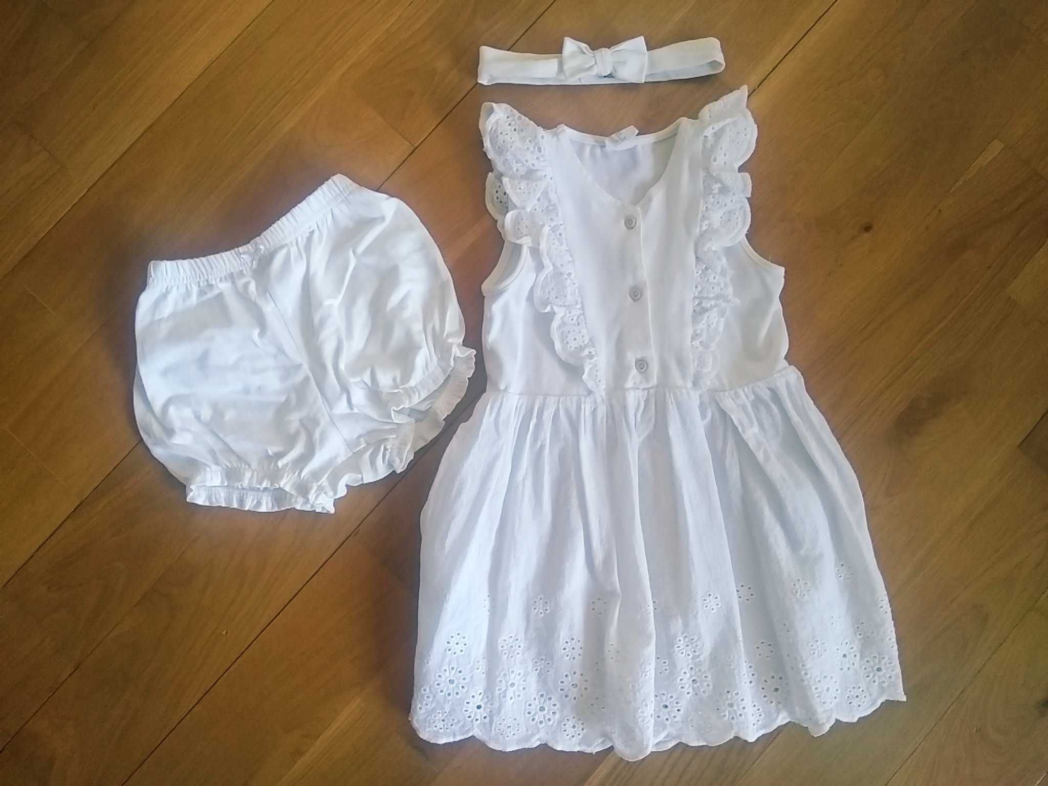 biała sukienka 98 boho lato H&M