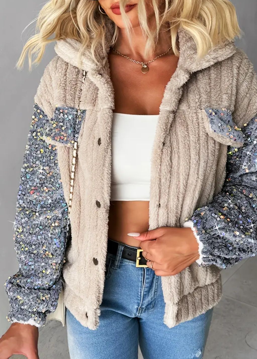Bluza kurtka cekiny celebrytka butik L XL