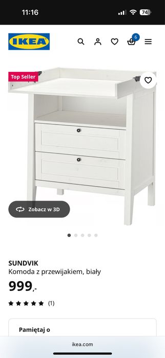 Przewijak-komoda Ikea SUNDVIK szary