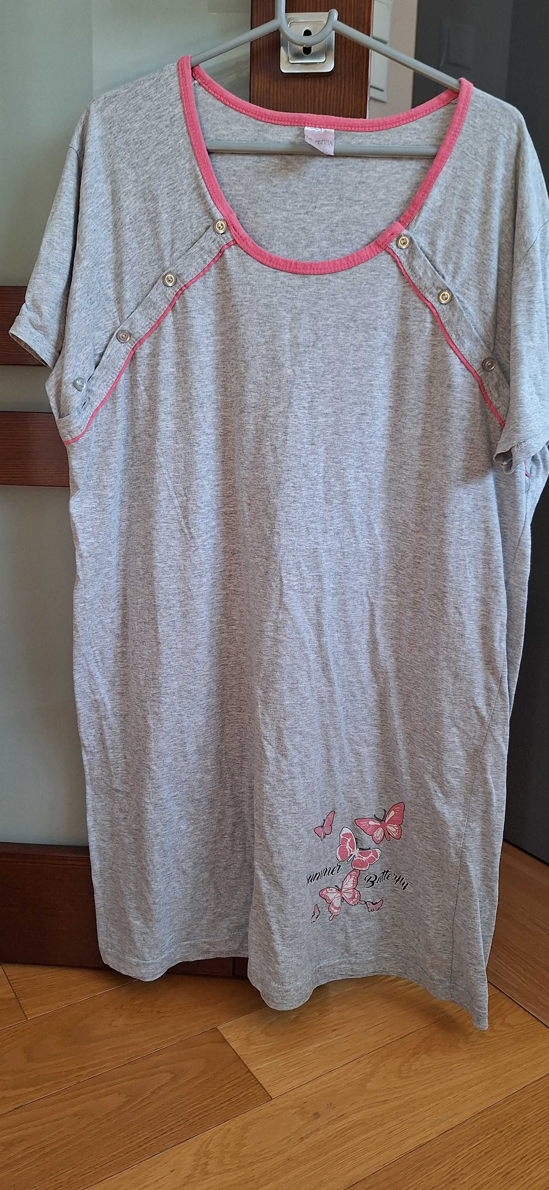 Koszula nocna 2XL do karmienia, bawełniana z motylkami