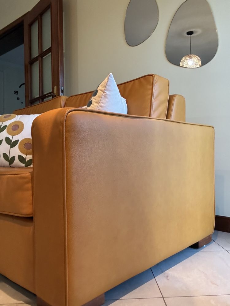 Sofá Cama De Pele Laranja
