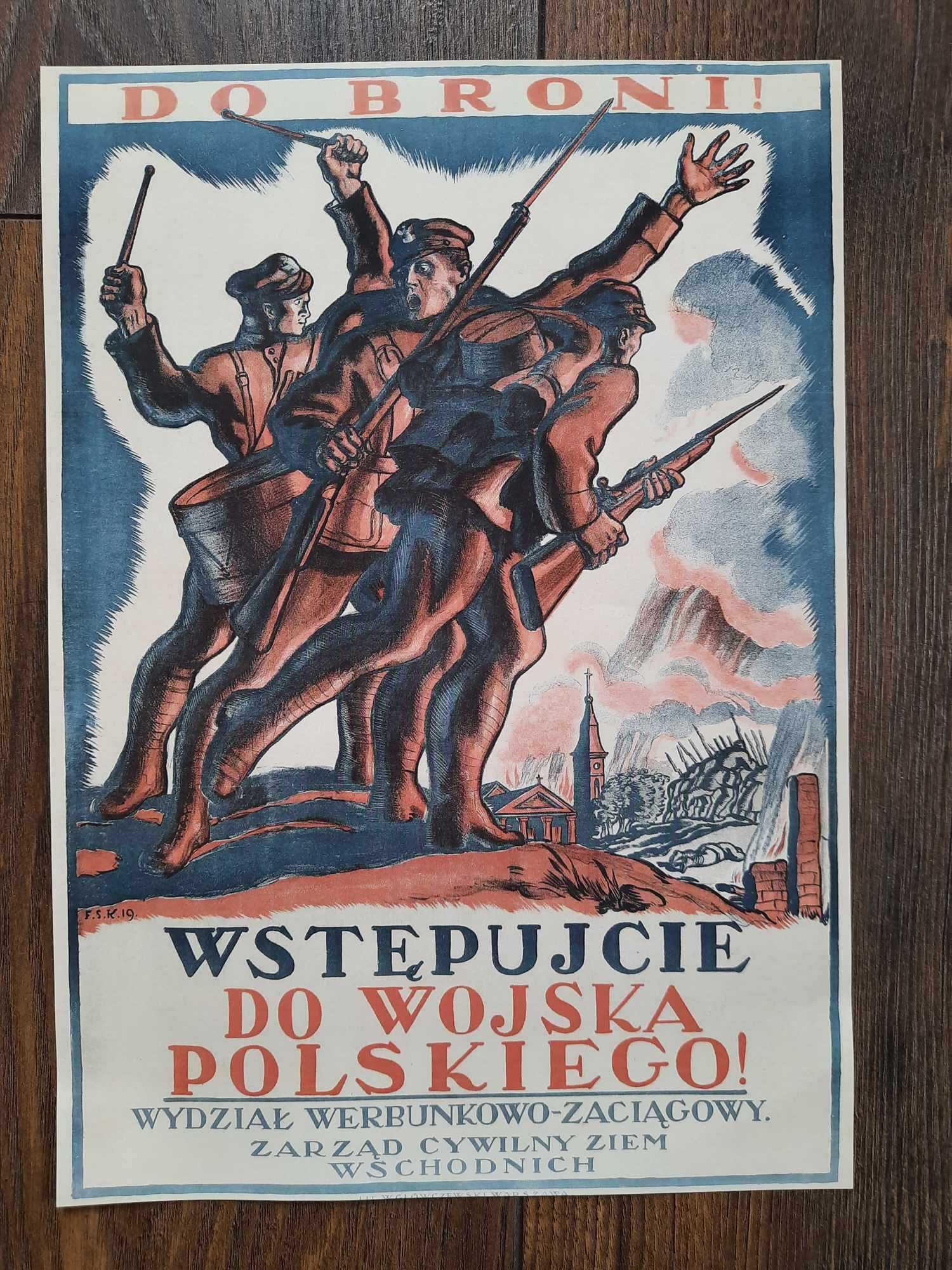 Plakat patriotyczny, Do broni!, wojsko, A4, obraz na ścianę, 1919