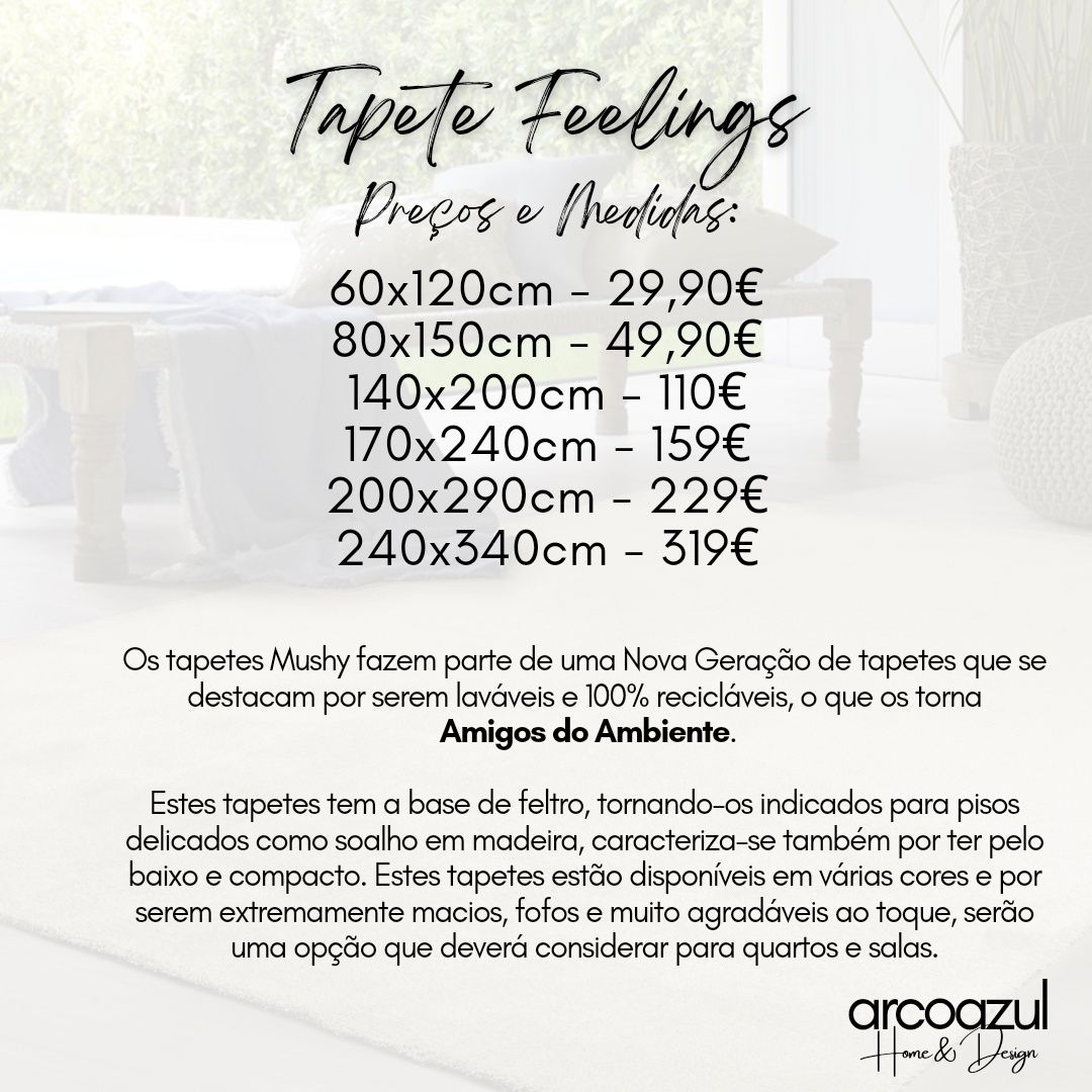 Tapete Feelings Creme - 8 Cores disponíveis - 200x290cm By Arcoazul