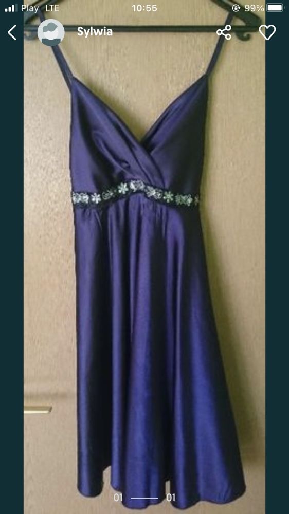 Sukienka fioletowa satynowa elegancka
