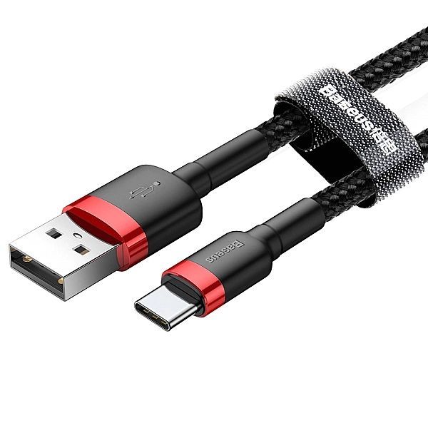 Kabel Baseus Cafule Usb-a / Usb-c Qc 3.0/3a 1 m - czarno-czerwony
