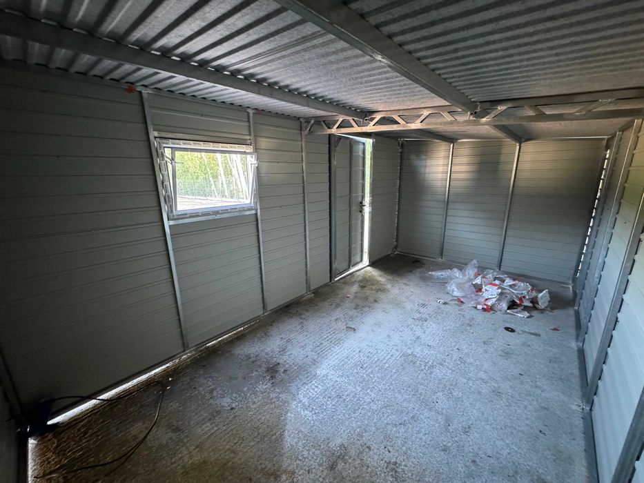 Garaż blaszany/schowek ogrodowy 6x2.5m + wiata/drewutnia, grafit