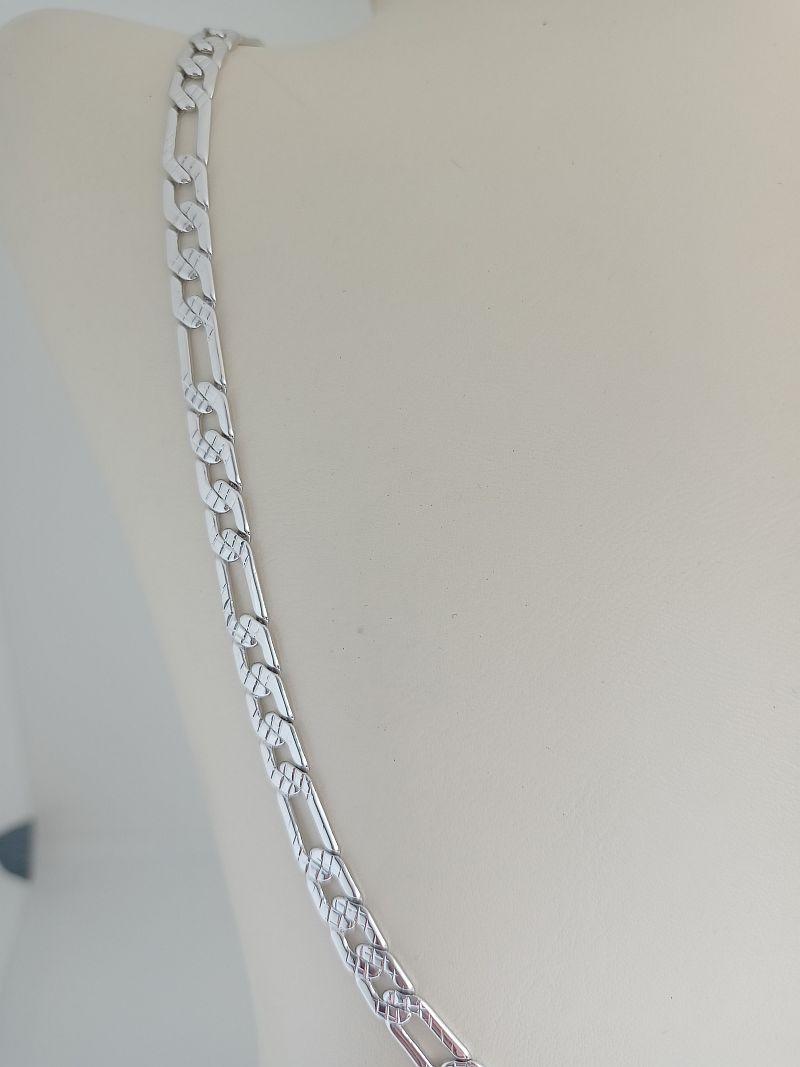 Srebrny Łańcuszek Figaro Frezowany 45cm 19g stal Silver Plated
