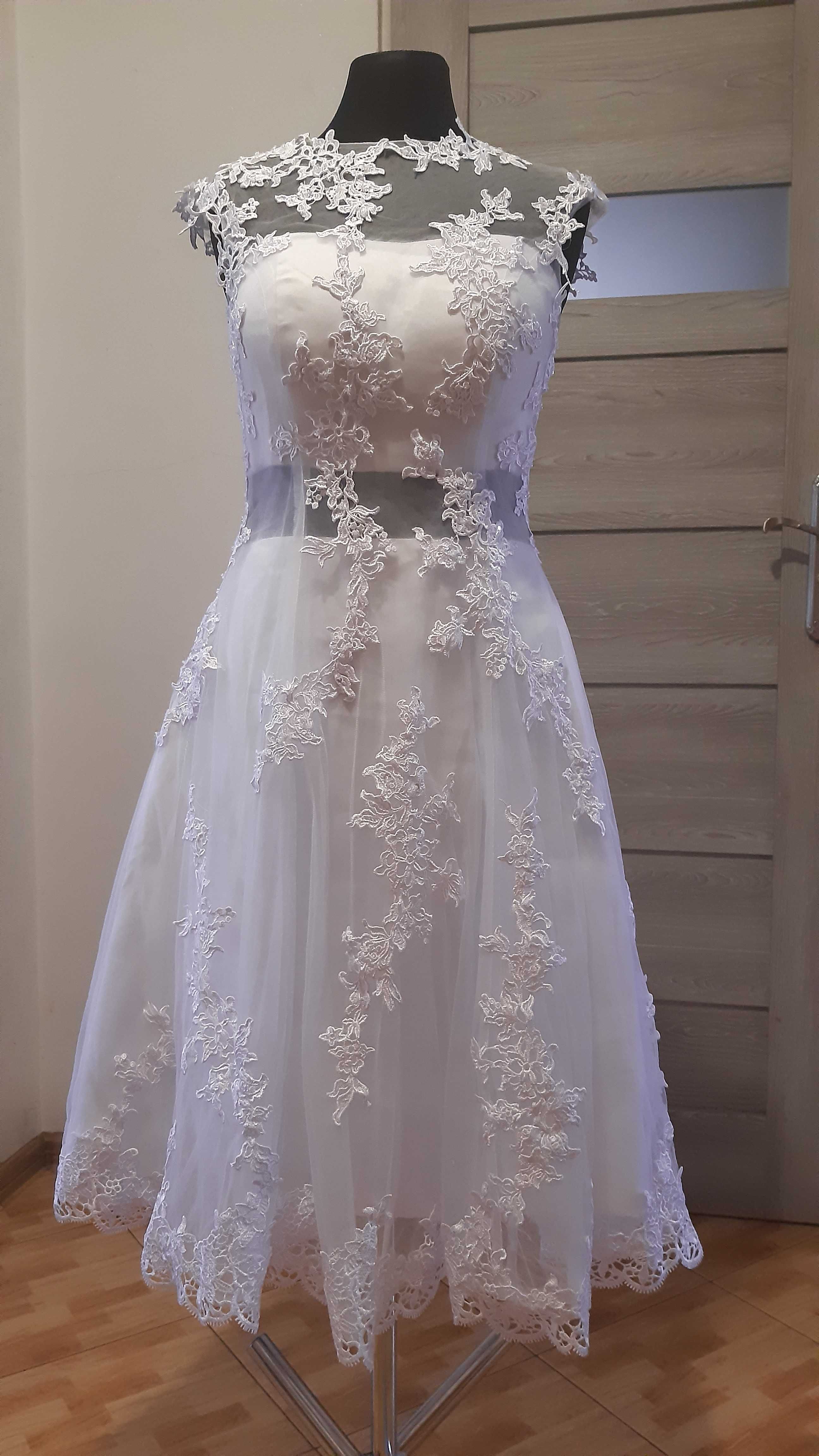 suknia ślubna midi