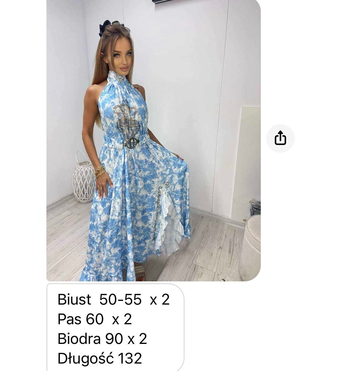 Piękna sukienka maxi odkryte plecy logo kolory paparazzi