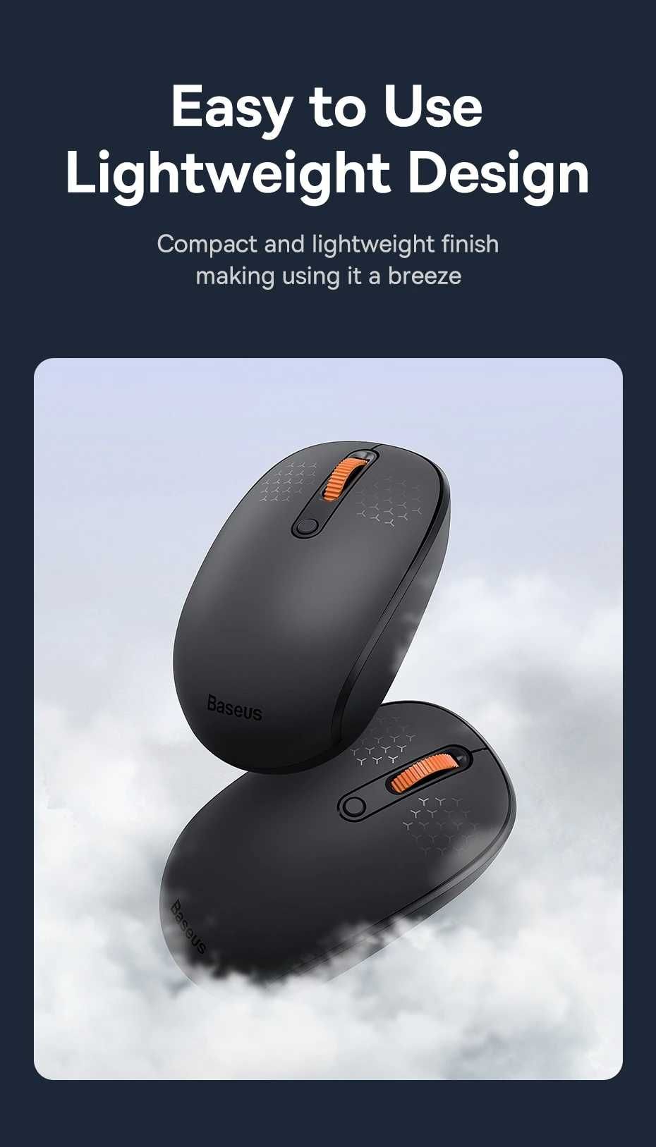 Мишка бездротова Baseus F01B Bluetooth 3.0, 5.0, USB 2.4G