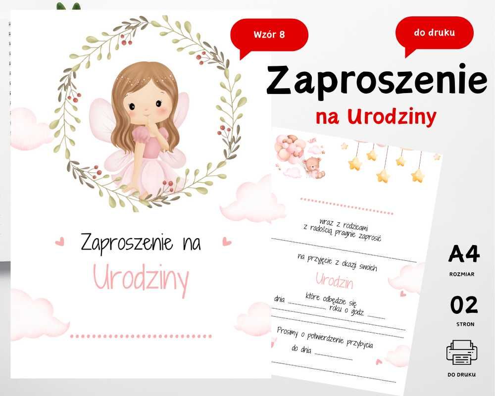 Zaproszenie na Urodziny Roczek Pierwsze Urodziny dziewczynka do druku