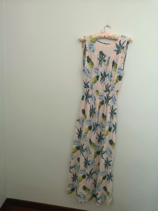 Sukienka damska letnia l-xl 40-42 długa maxi na grubych ramiączkach ró