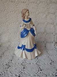 Piękna Duża Angielska Ręcznie Malowana Figurka Dama porcelana vintage