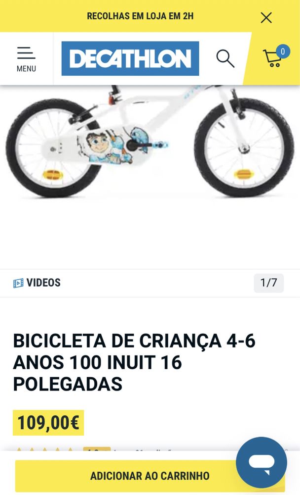 Bicicleta Crianca 4-6 ANOS roda 16