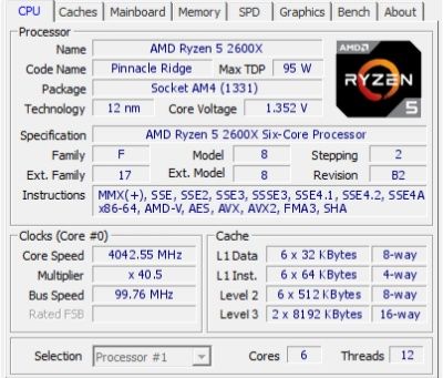 AMD Ryzen 5 2600X (Socket AM4, 12T, 4.2 ГГц)