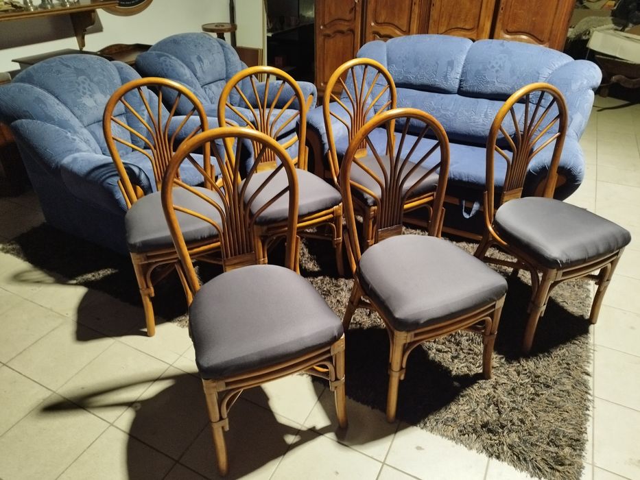 krzesła rattanowe VINTAGE 6 sztuk kuchenne tarasowe