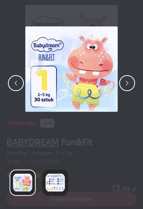 Pieluchy babydream 1, dwa nowe, nieotwarte opakowania