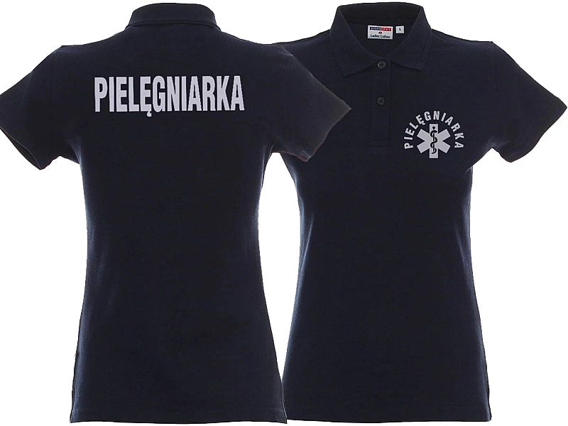 Koszulka Polo ratownicza granatowa damska odblaskowa FUNKCYJNA (XL)