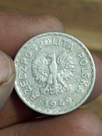Moneta 1 zloty 1949 rok bzm