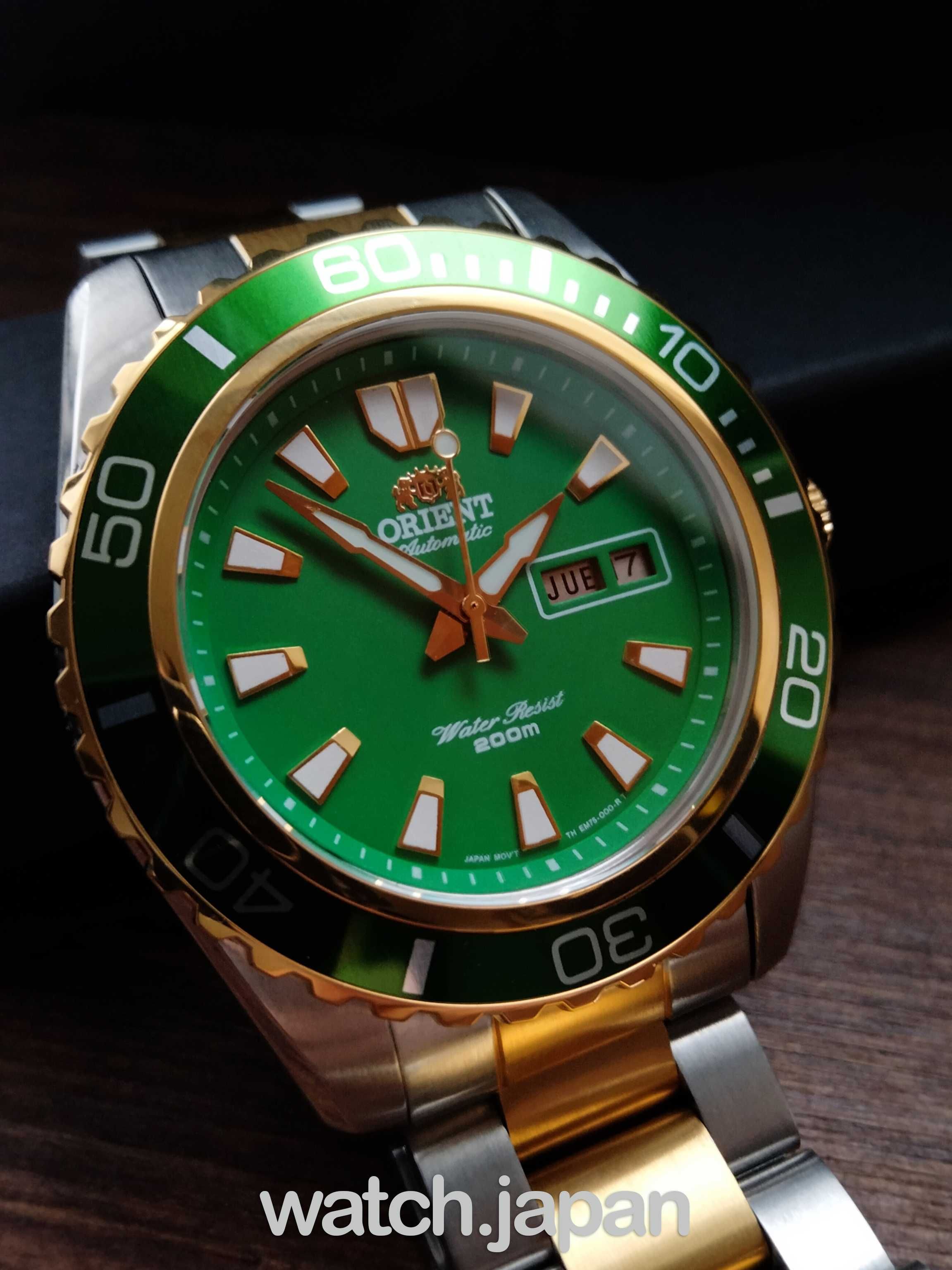 Часы - Годинник дайвер Orient Mako XL Gold Green + Коробочка