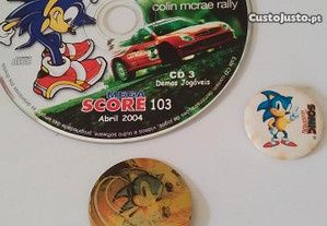 3 Artigos Sonic (CD, tazo e crachá)